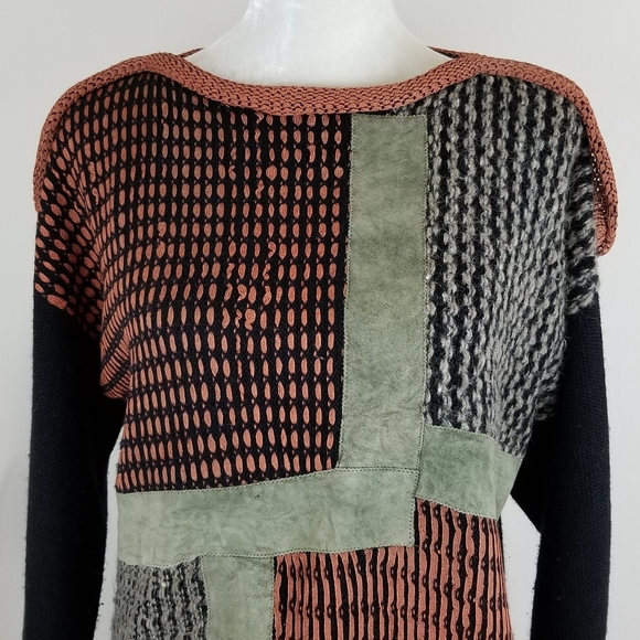 VTG 80s Pepa Pombo Knit Mixed Media Sweater - Picture 2 of 13